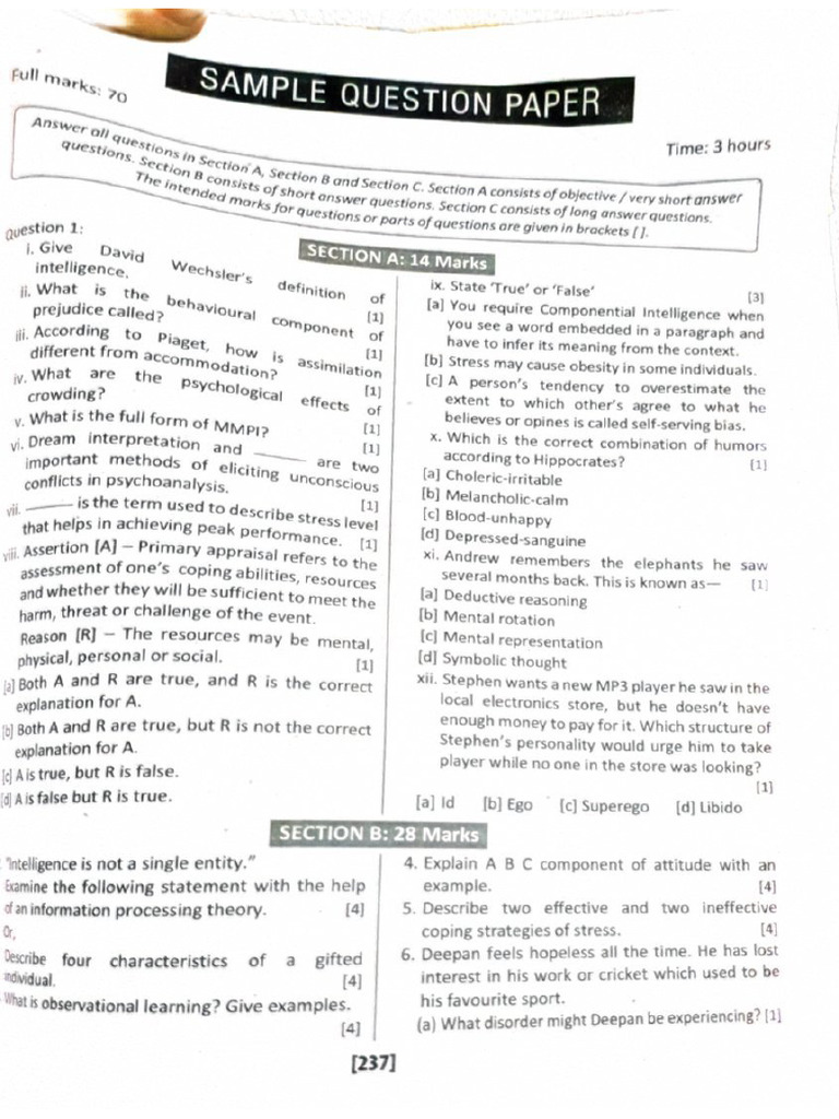 Sample Papers | PDF