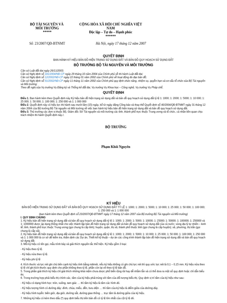 Ky Hieu Ban Do Hien Trang 2007 | PDF