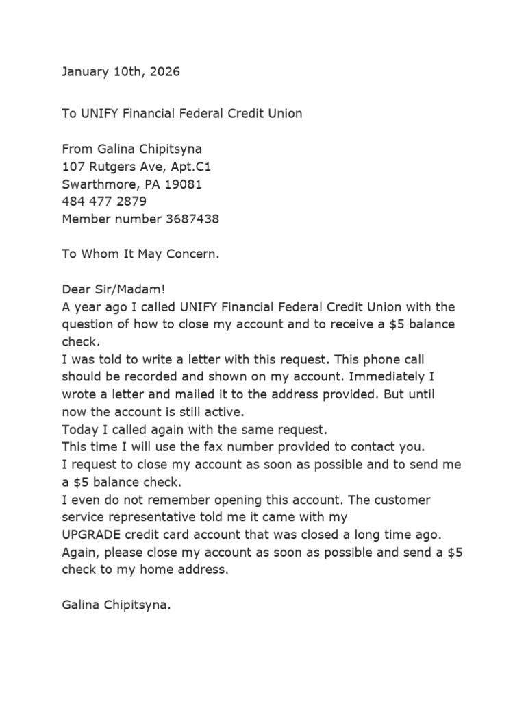 Request to Close UNIFY Account | PDF