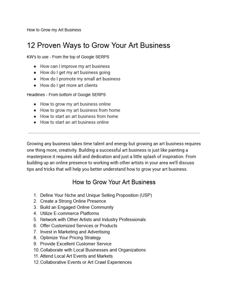 12 Ways to Boost Your Art Business | PDF | Pricing | Performance Indicator