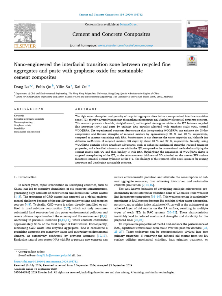 2-Nano-Engineered the Interfacial Transition Zone Between Recycled Fine ...