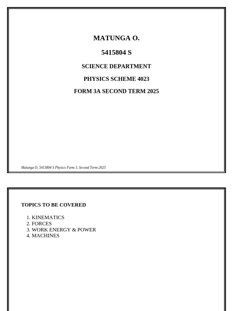 Physics F3 Term 2 | PDF | Force | Science