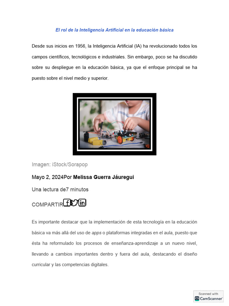 IA en la Educación Básica: Importancia y Retos | PDF | Inteligencia ...