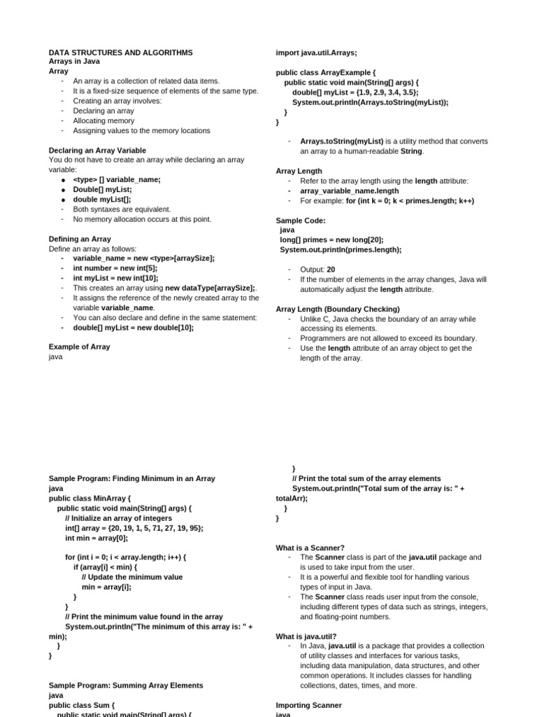 Java Arrays: Declaration and Usage Guide | PDF | Software Development ...