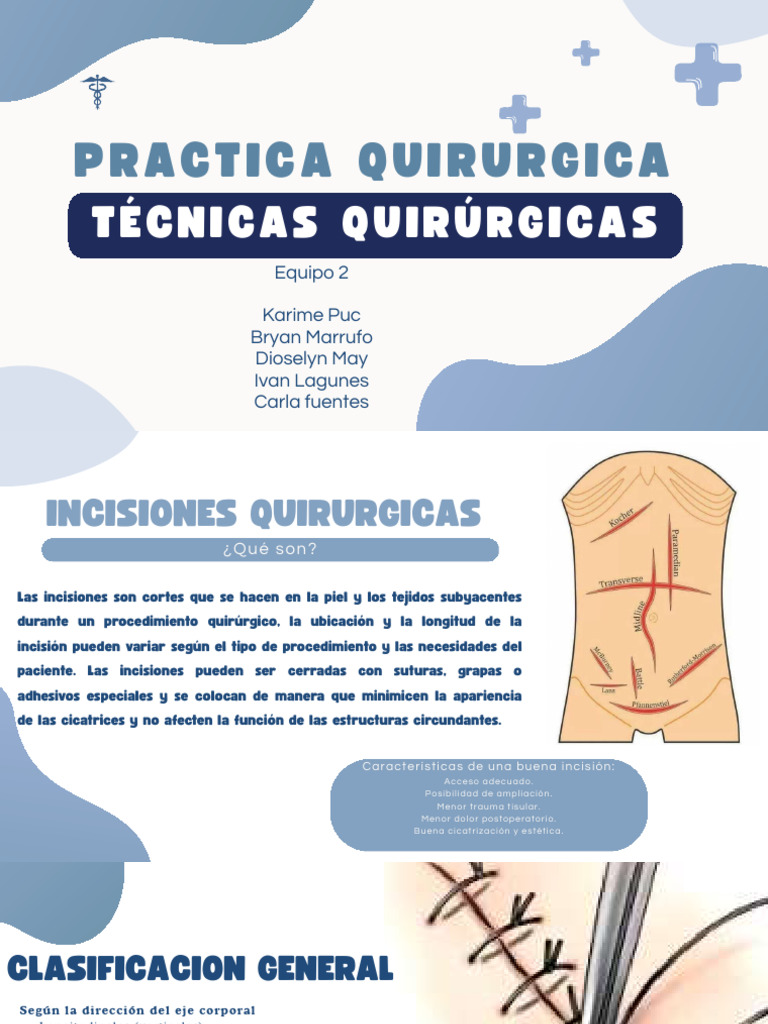 Técnicas y Tipos de Incisiones Quirúrgicas | PDF | Anestesia | Abdomen