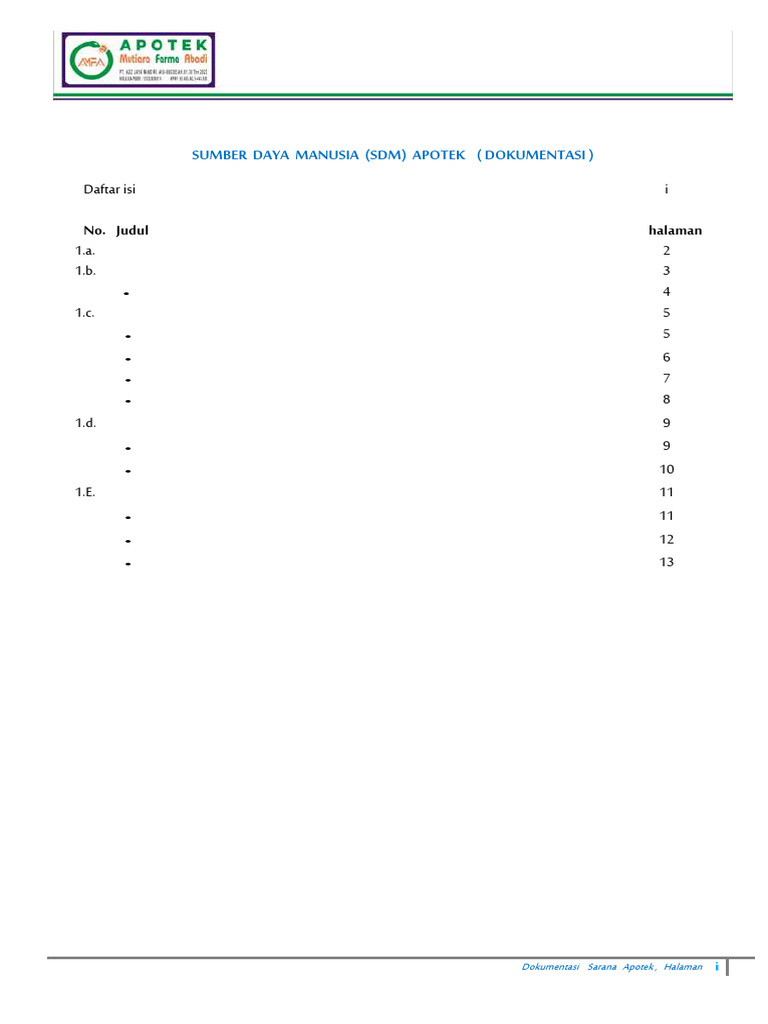 Data SDM dan Struktur Apotek | PDF