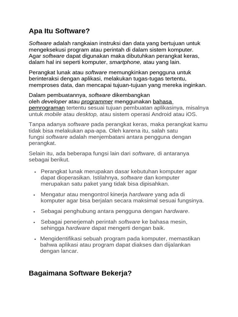 Pengertian dan Jenis Software Komputer | PDF