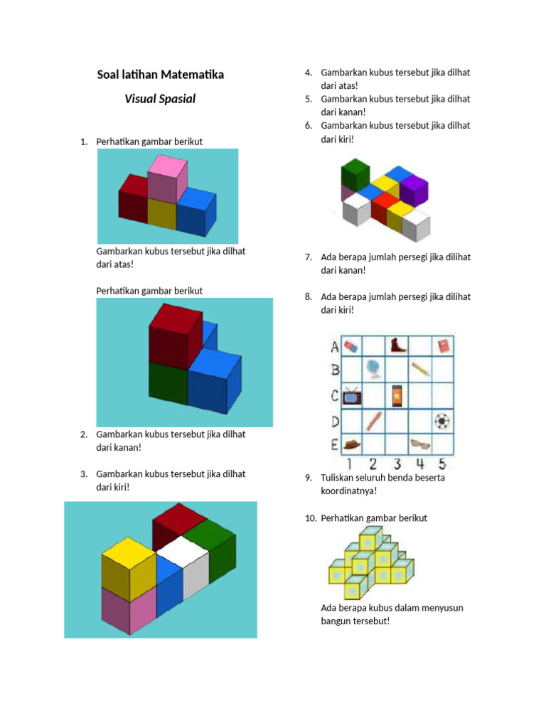 Latihan Visual Spasial Kubus Matematika | PDF