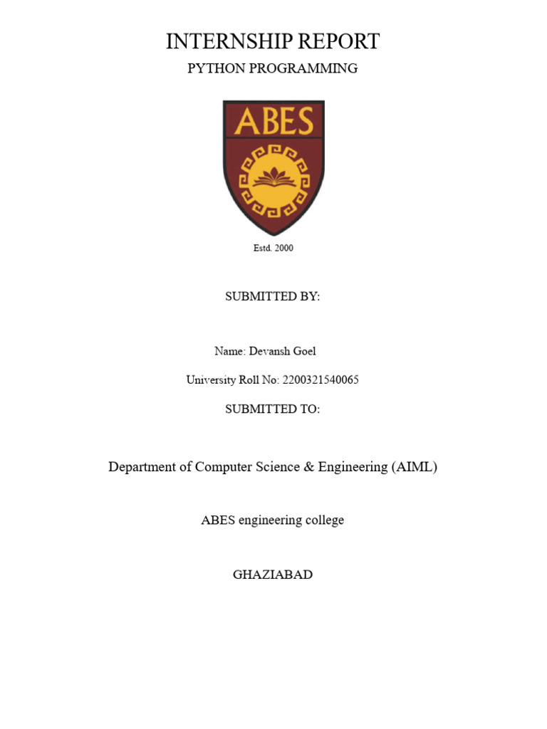Python Programming Internship Report | PDF | Password | Python ...