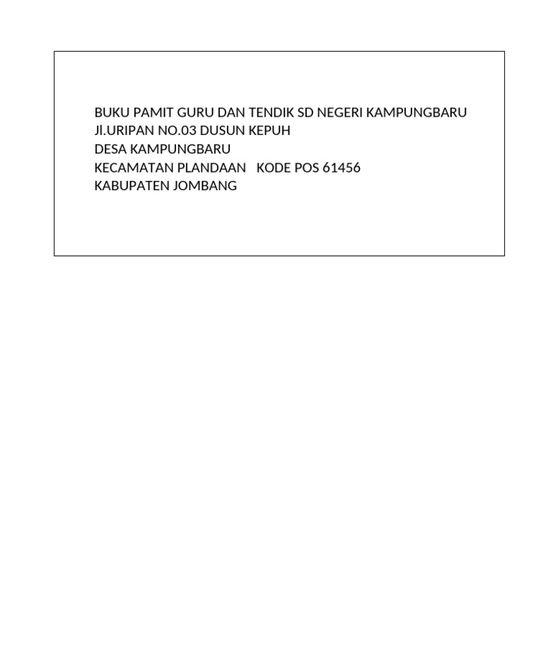 Buku Pamit Guru Tendik SD Kampungbaru | PDF
