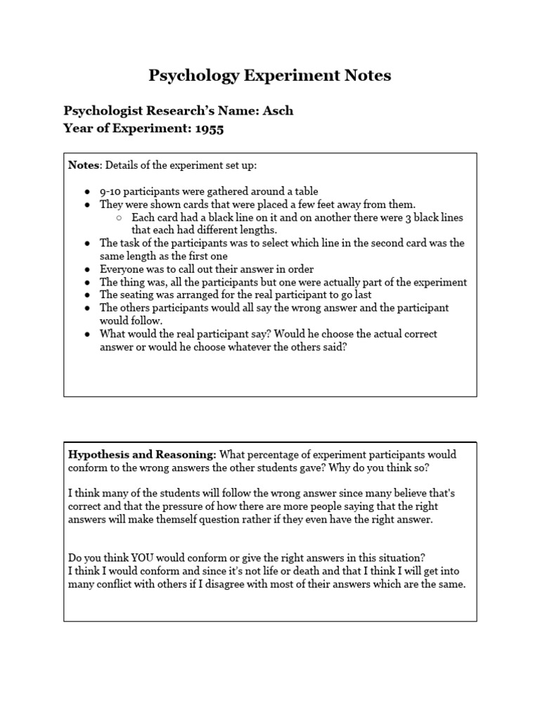 Jin Ling Zhao - Period 2 Only Psychology Experiment Notes_ Ch 56 Asch ...