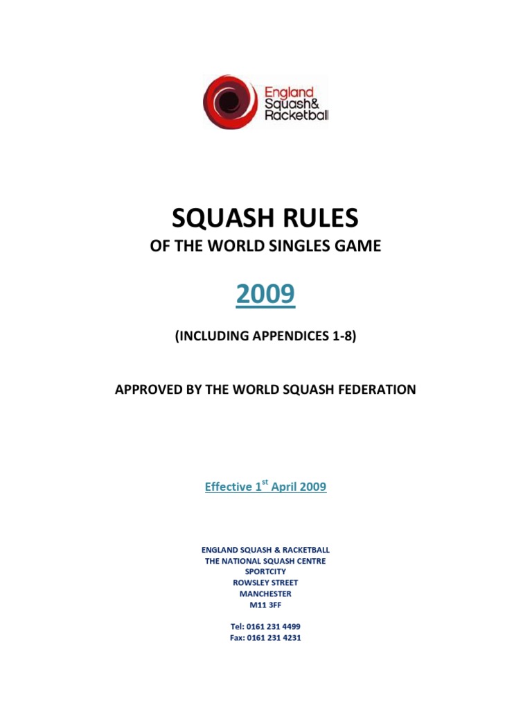 World Squash Singles Rules PDF Referee Sports