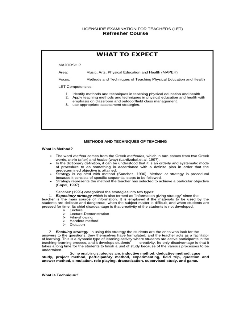 Teaching Methods for Physical Education | PDF | Teachers | Learning