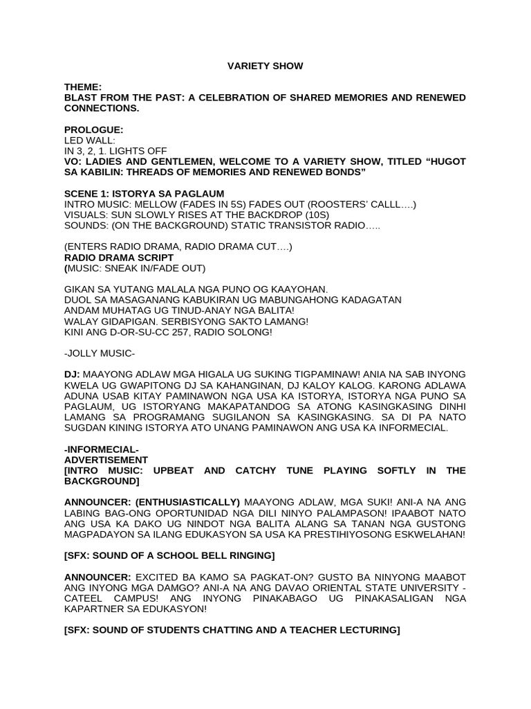 Variety Show Script | PDF