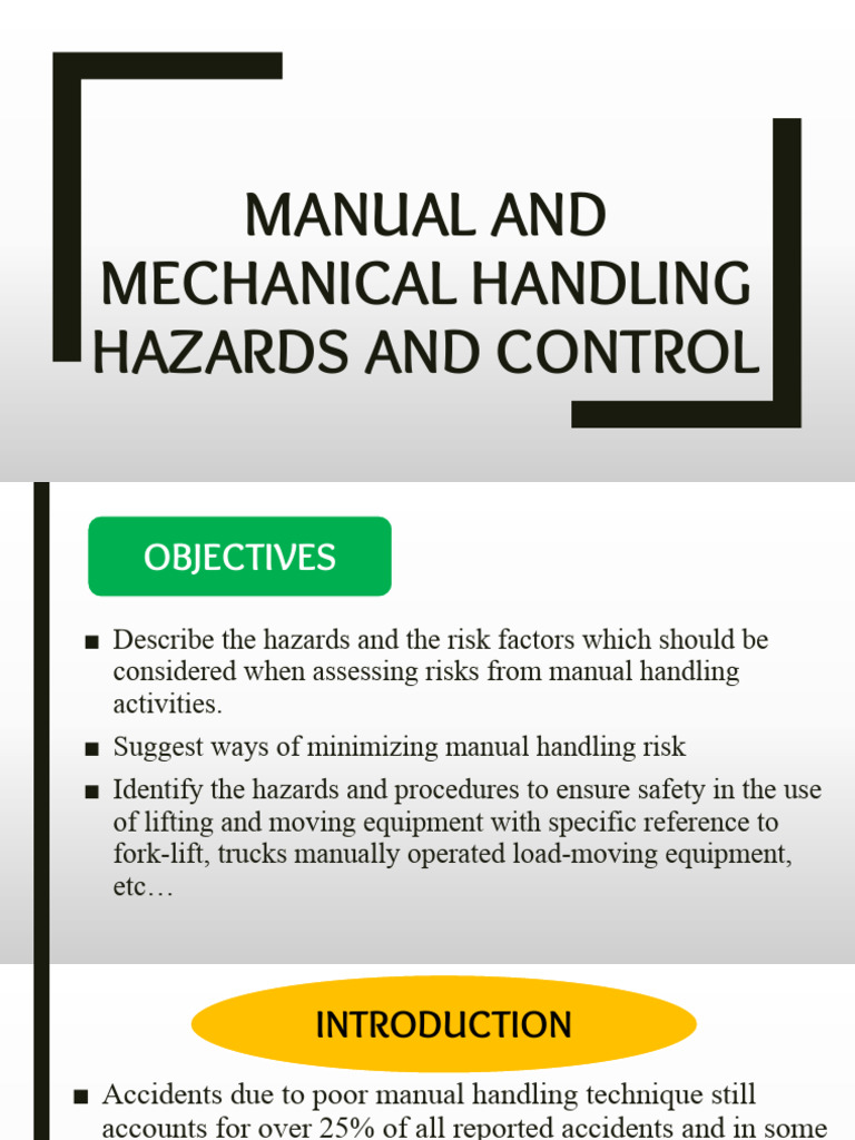 Manual Handling Hazards & Safety Controls | PDF | Forklift | Elevator