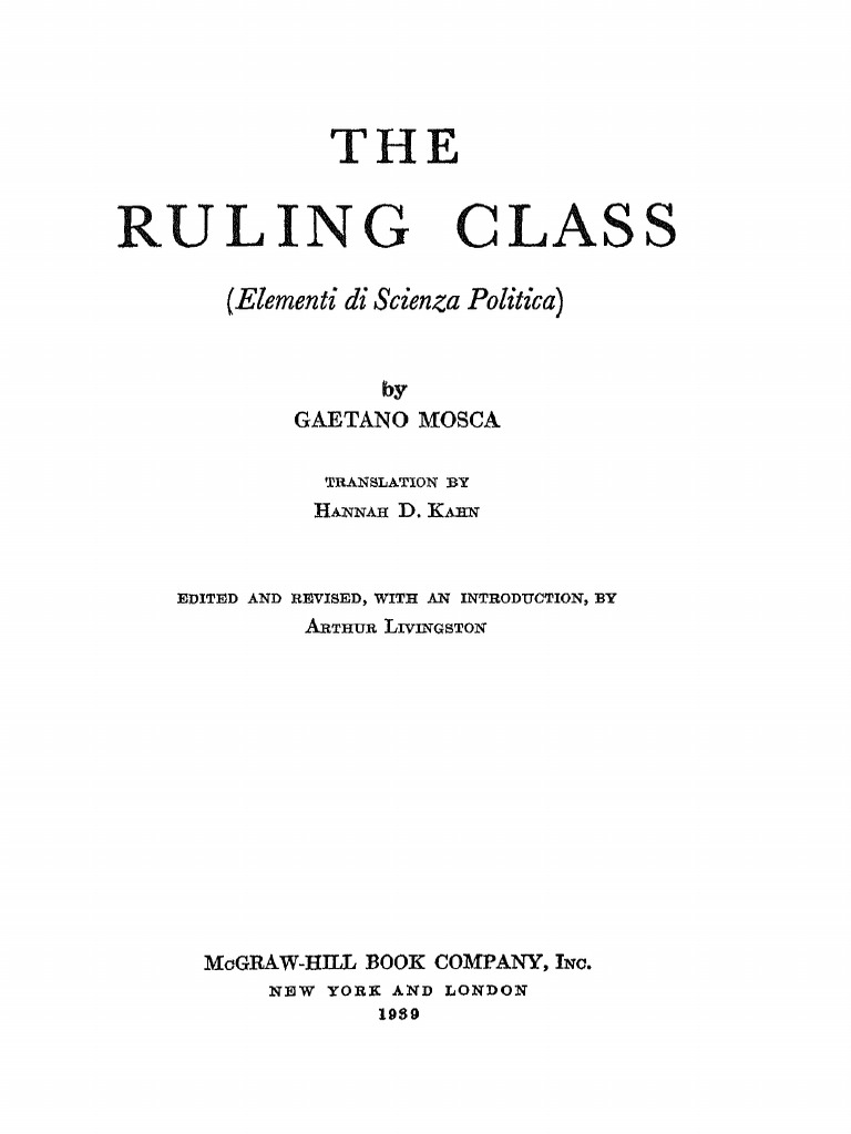 The Ruling Class Gaetano Mosca | PDF