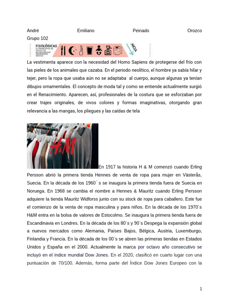 Historia y sostenibilidad de H&M | PDF | H&M | Ropa