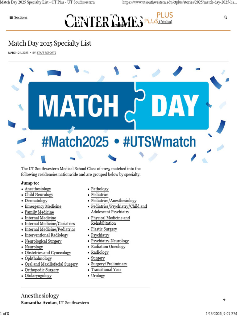 UTSW Match Day 2025 | PDF | Medicine | Health Care