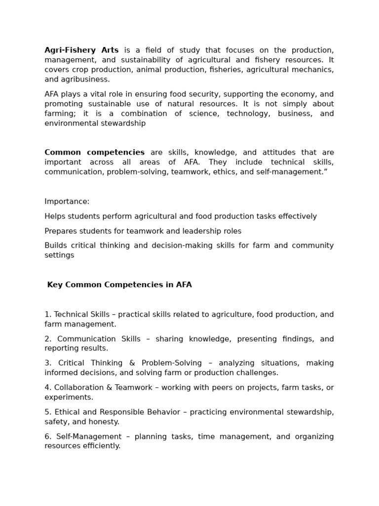 Agri-Fishery Arts: Key Skills & Safety Tips | PDF | Personal Protective ...