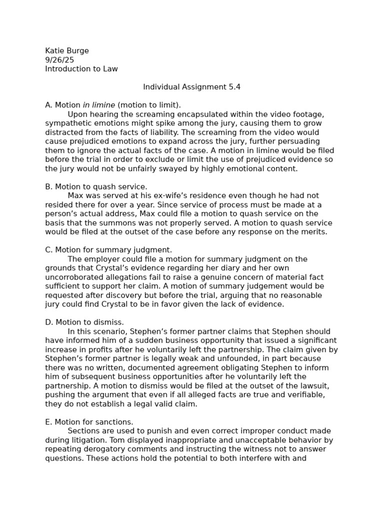 Key Legal Motions Explained | PDF | Lawsuit | Summary Judgment