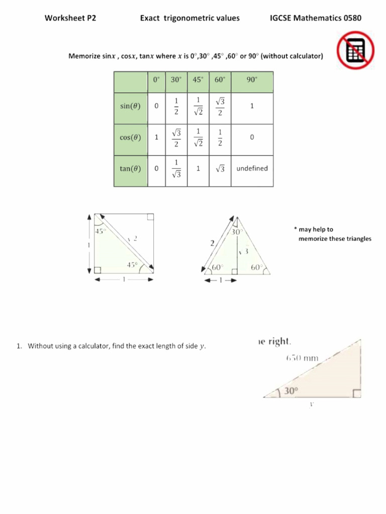 38a Exact Trignometric Values P2 y1d9lw (1) | PDF