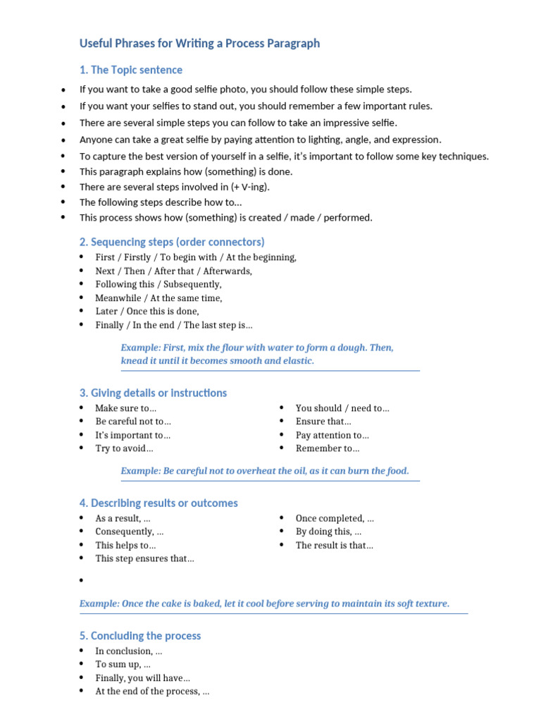 Useful Phrases for Writing a Process Paragraph (1) | PDF | Chess Theory ...