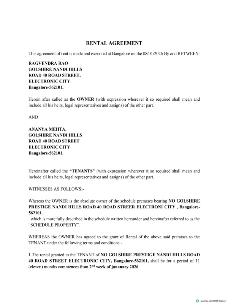 Rent Agreement PDF | PDF
