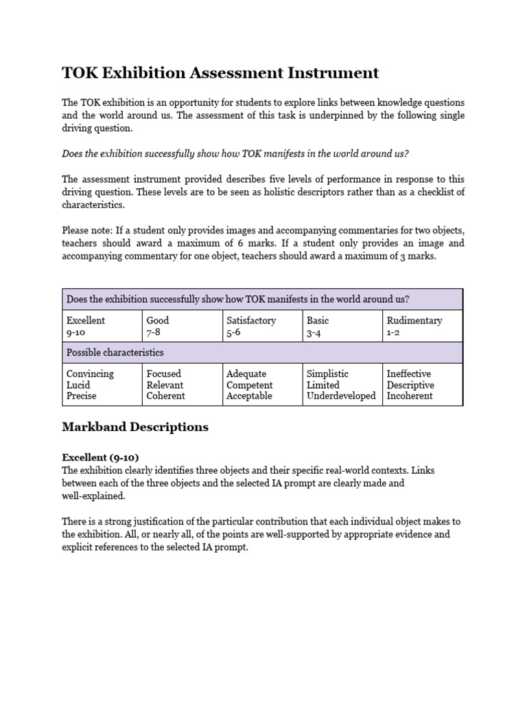 TOK Exhibition Assessment Guide | PDF | Epistemology | Cognition