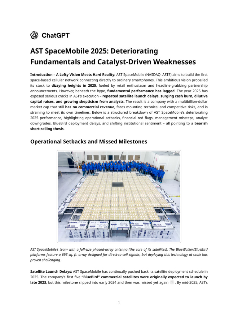 AST SpaceMobile 2025: Performance Decline | PDF