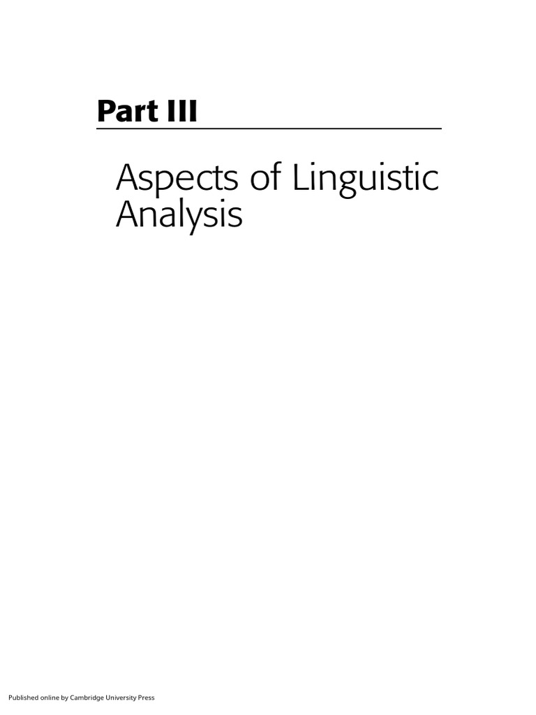 14.0 Pp 207 376 Aspects of Linguistic Analysis | PDF