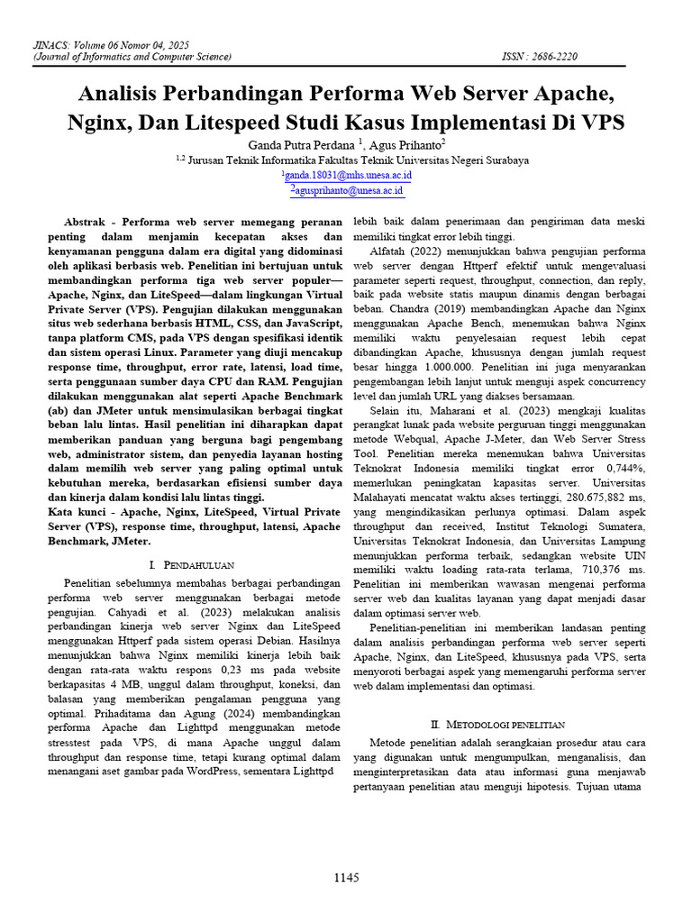 Perbandingan Performa Web Server VPS | PDF