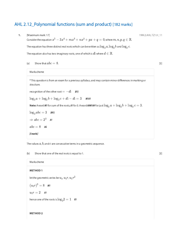 Polynomial Functions: Roots and Equations | PDF | Zero Of A Function ...
