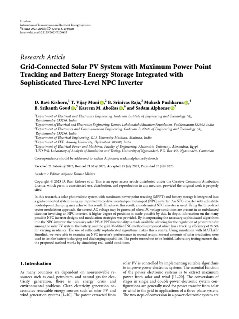 Grid-connected Solar PV System With Maximum Power | PDF | Power ...