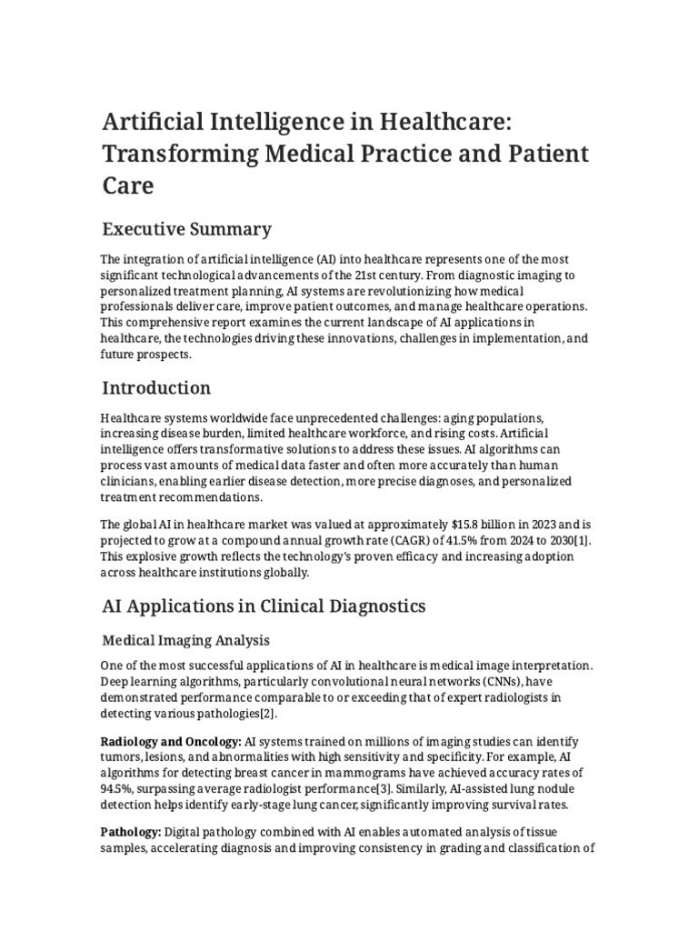 AI Transforming Healthcare Delivery | PDF | Artificial Intelligence ...