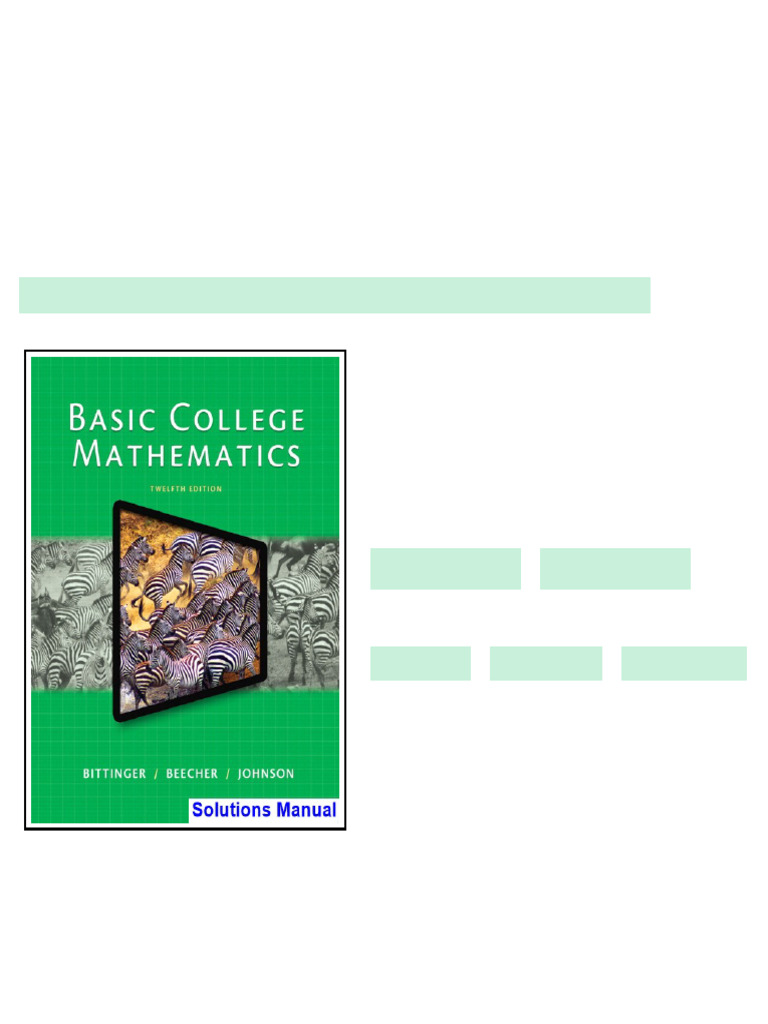 Basic College Mathematics 12th Edition Bittinger Solutions Manual ...