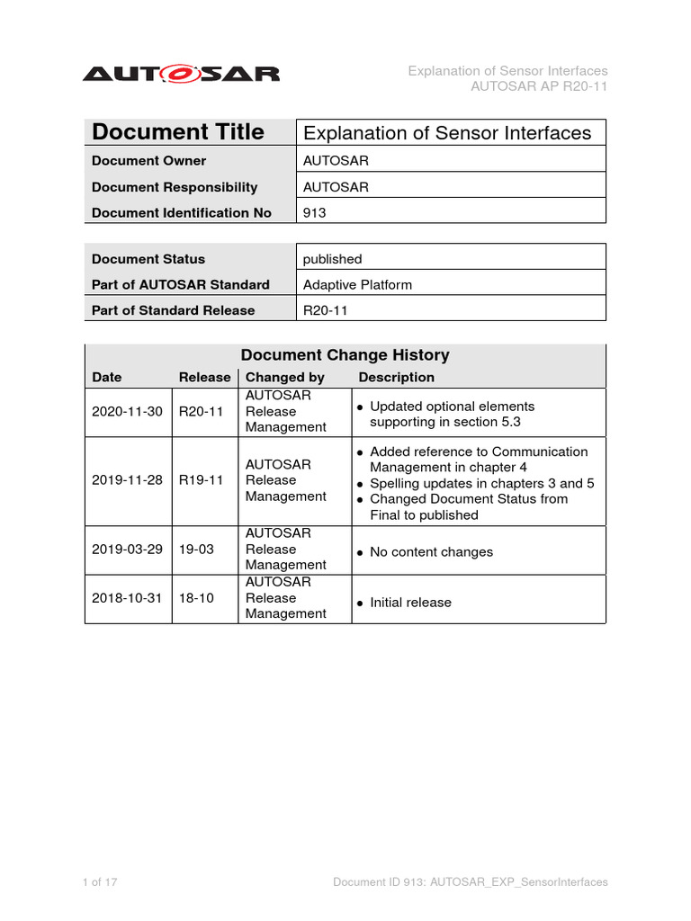 AUTOSAR Sensor Interface Overview | PDF | Simulation | Use Case