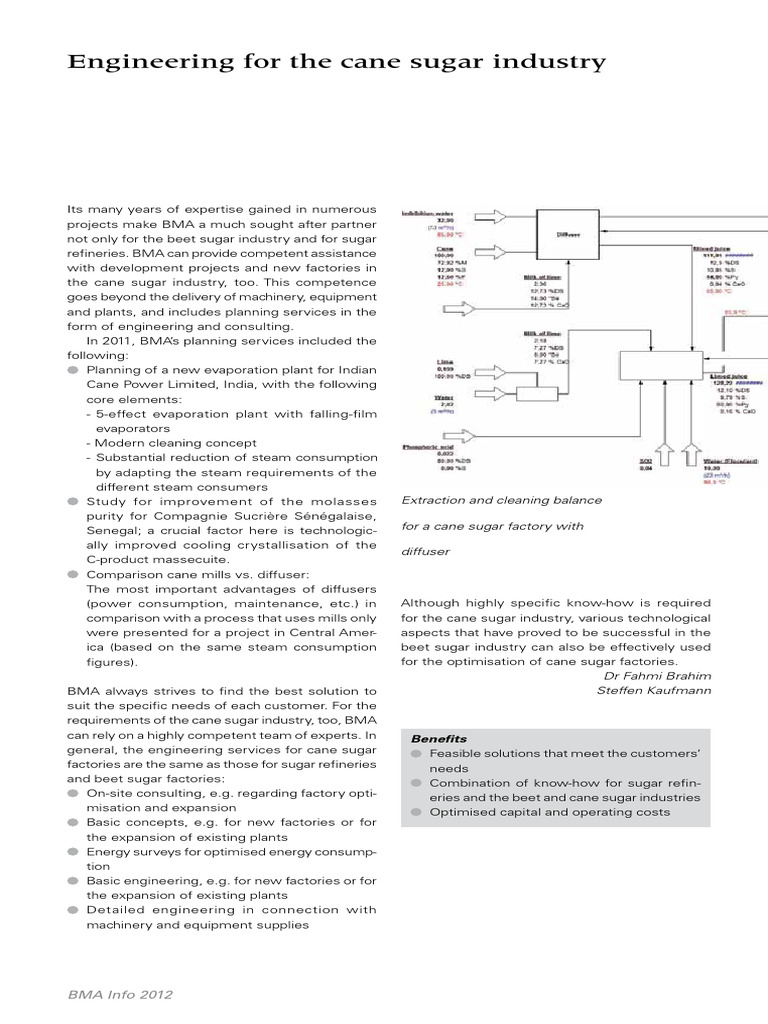 BMA Engineering for Cane Sugar Industry | PDF | Sugar | Diet & Nutrition