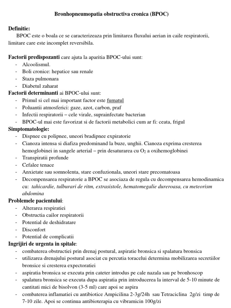 Bronhopneumopatia Obstructiva Cronica (BPOC) - Print | PDF