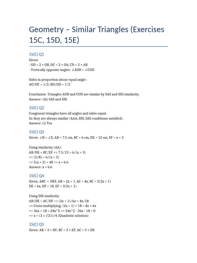 Geometry 15C to 15E Solutions Part1 | PDF