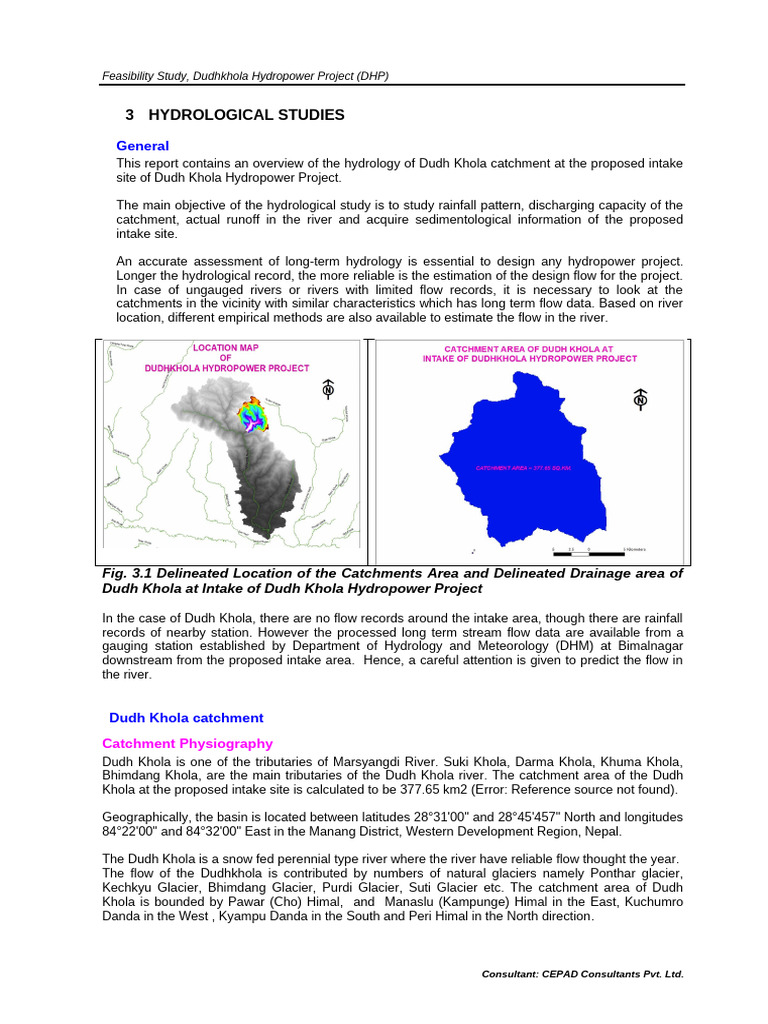 Hydrological Study of Dudh Khola Project | PDF | Hydrology | Drainage Basin