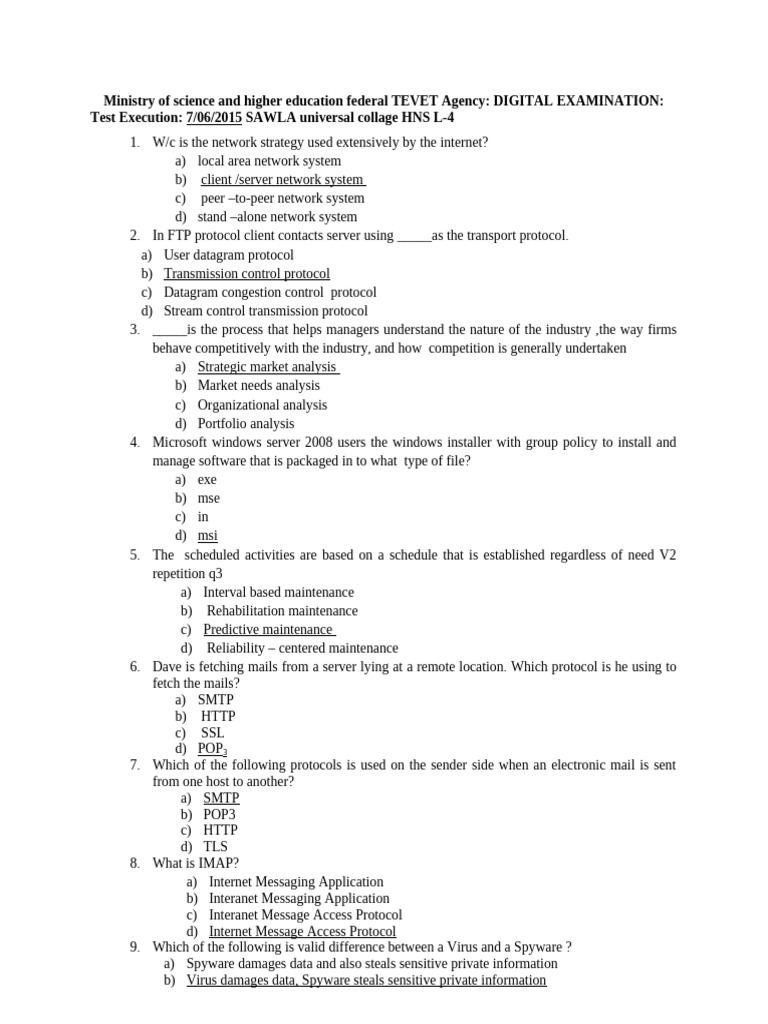 Digital Examination Questions for IT Skills | PDF | Domain Name System ...