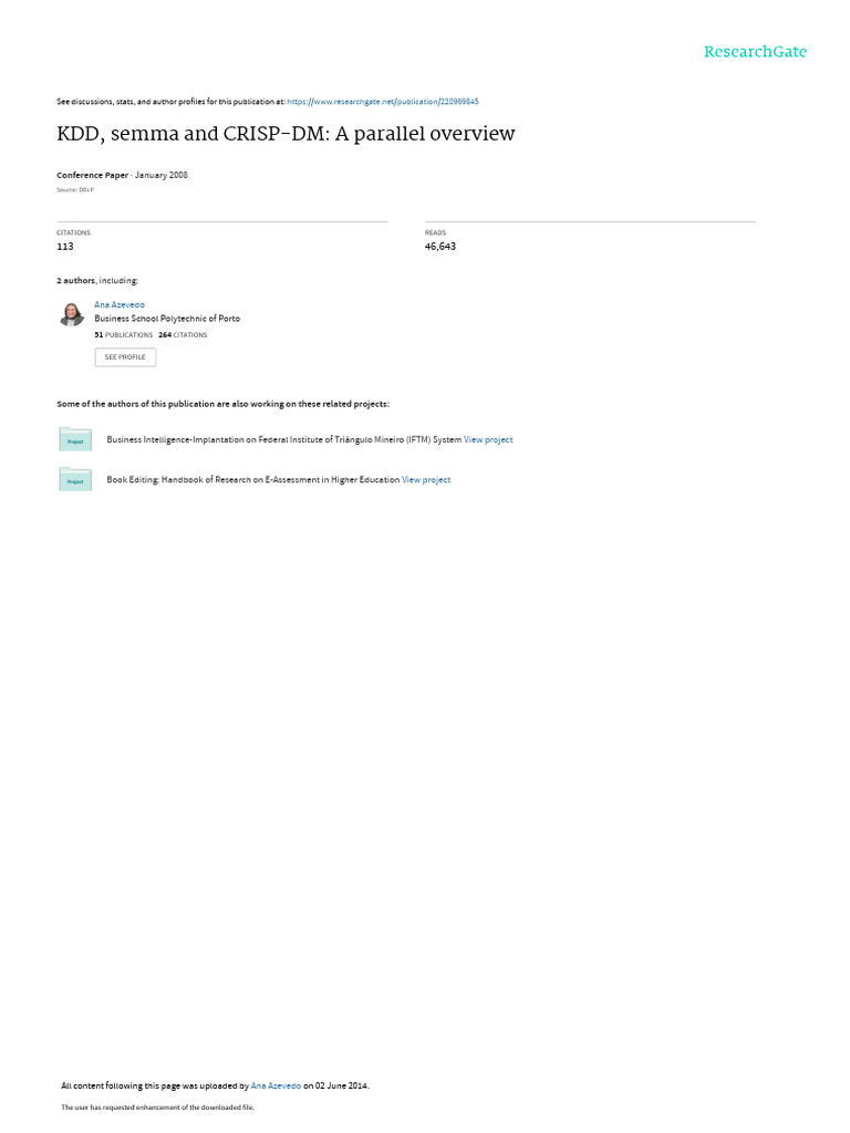 KDD, SEMMA, and CRISP-DM Overview | PDF | Data Mining | Data