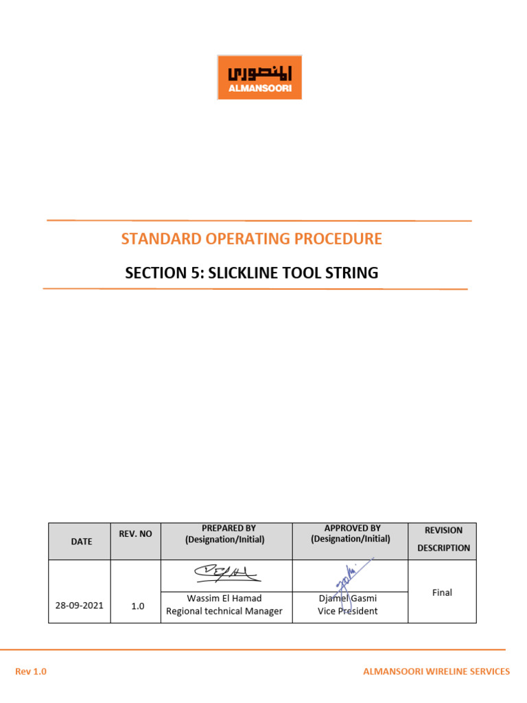 Slickline Tool String SOP Guide | PDF