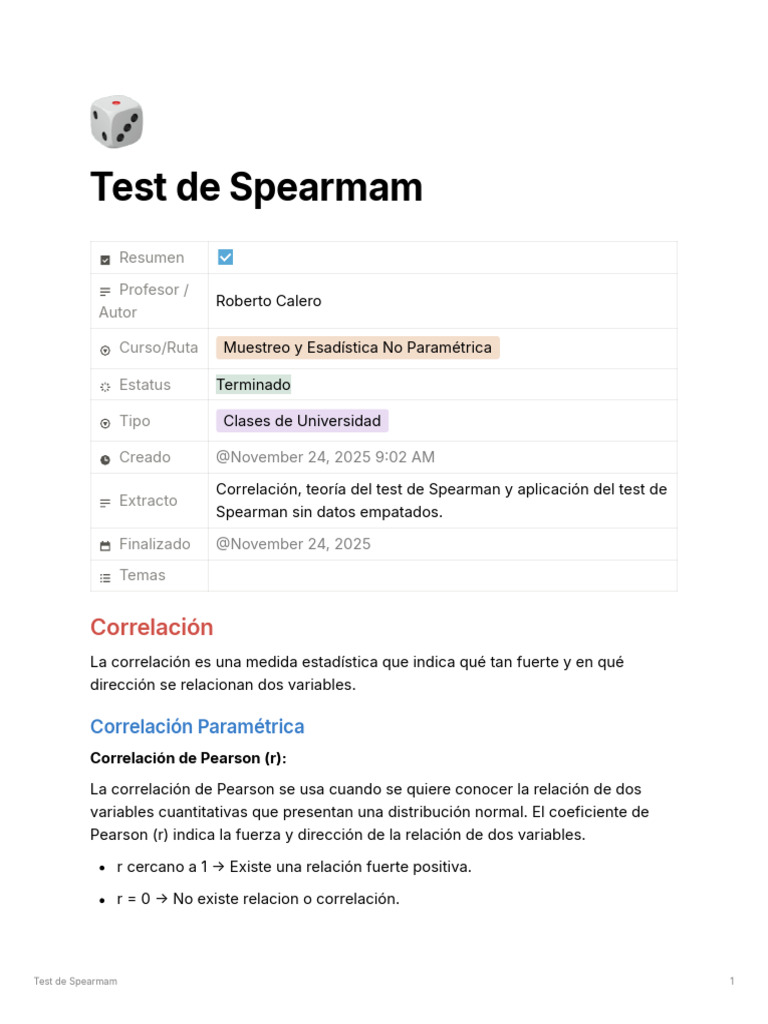 Test de Correlación de Spearman | PDF | Coeficiente de correlación de ...