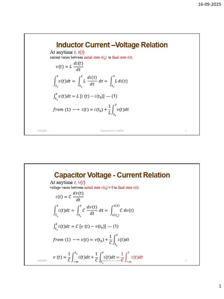 Inductor and Capacitor Relations Explained | PDF