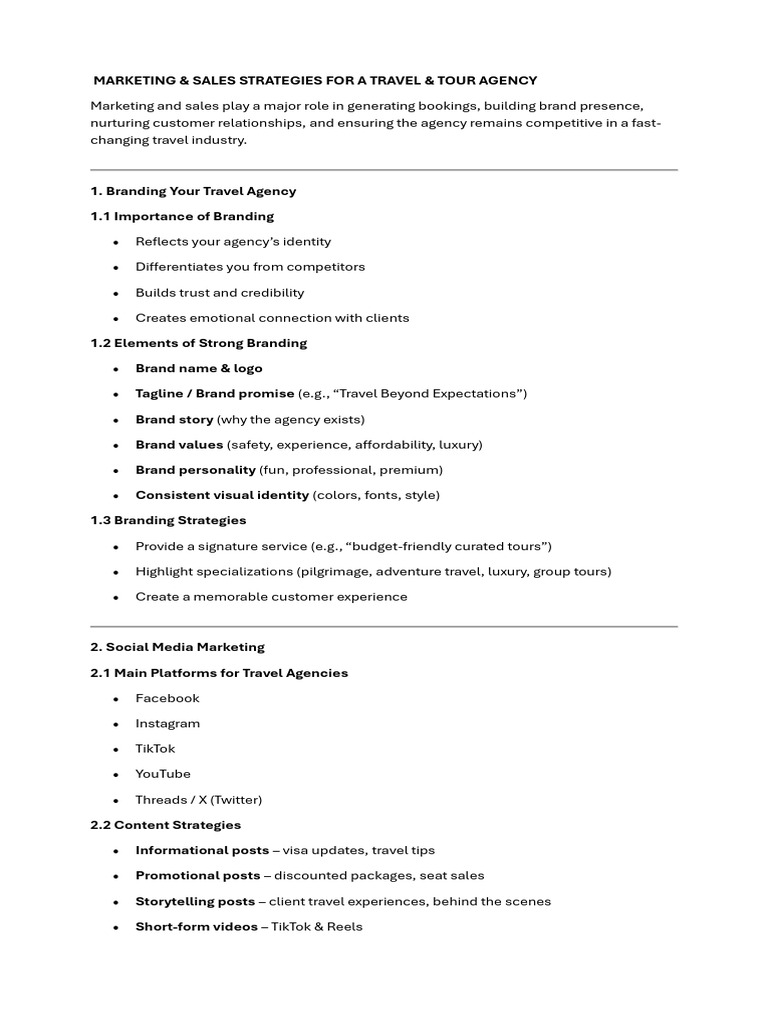 Travel Agency Marketing Strategies Guide | PDF | Brand | Social Media ...