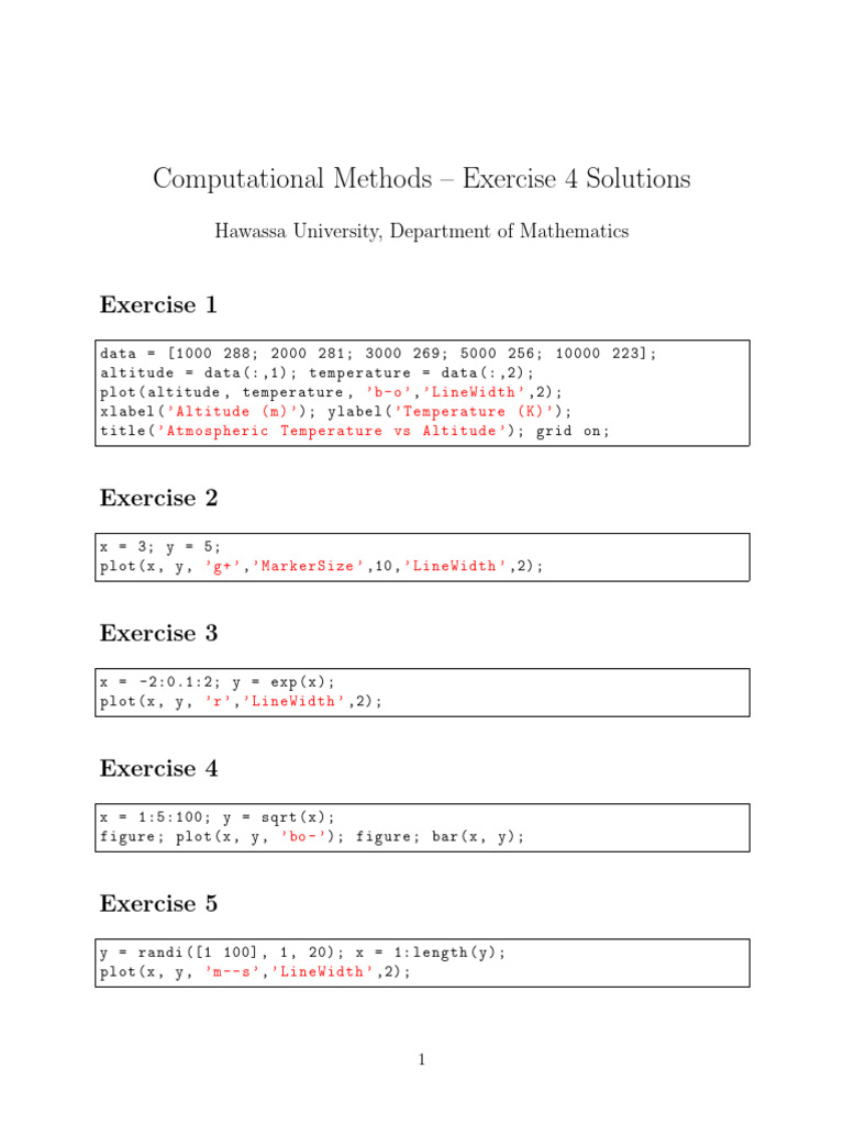 Computational Methods Exercise Solutions | PDF