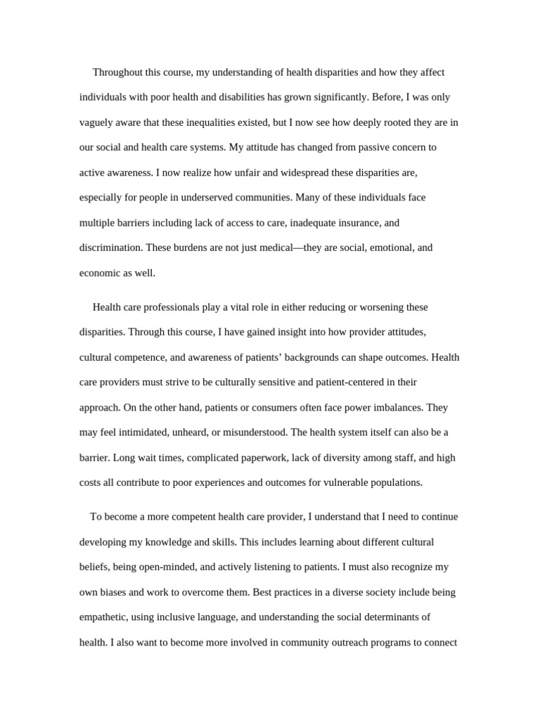 Health Disparities Essay KINE 3350 Expanded | PDF | Health Equity ...