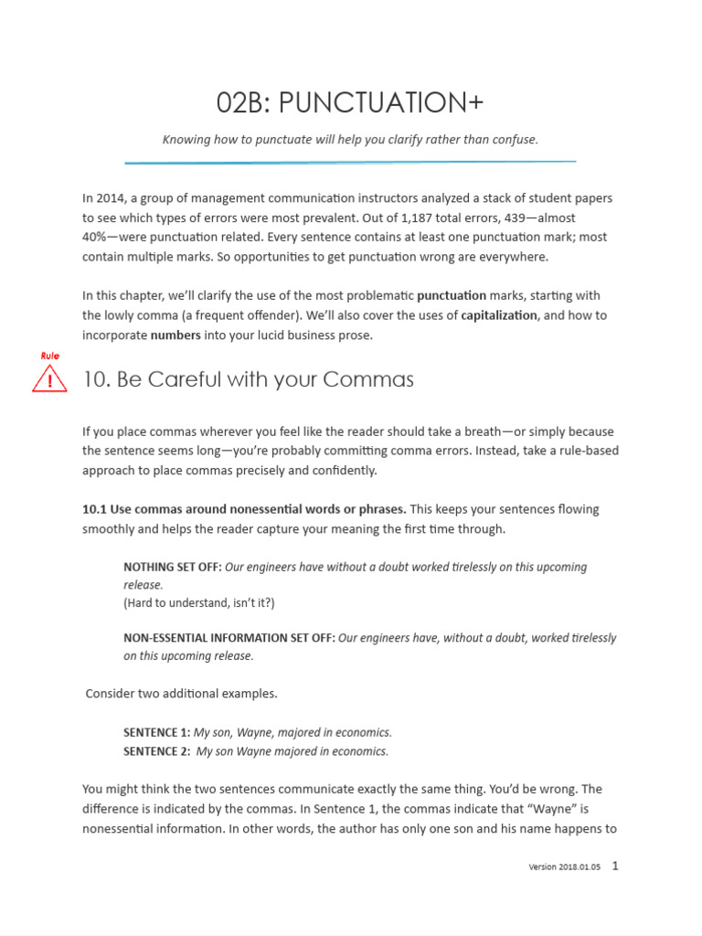 Punctuation Errors | PDF