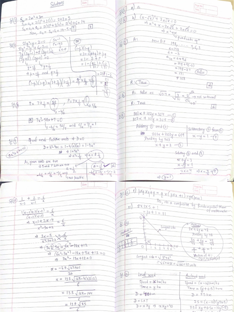 Solutions of Rev Test (Ch-1,2,3,4,5) | PDF